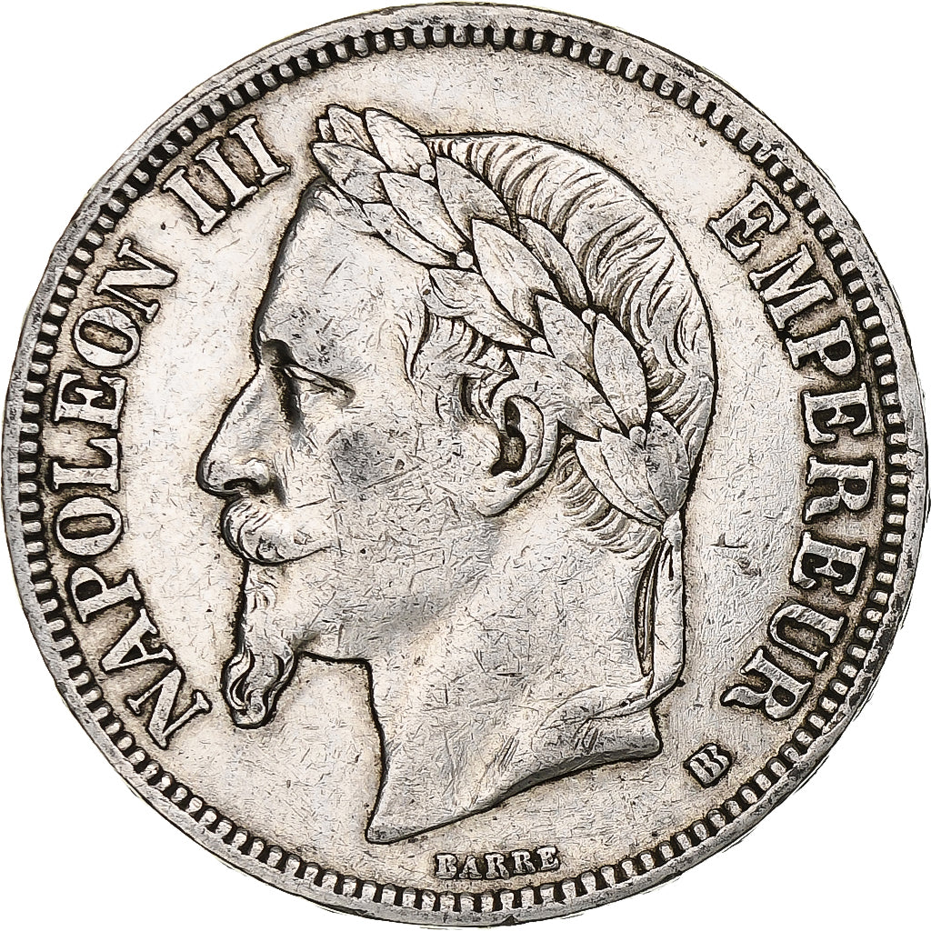 France, 5 Francs, Napoléon III, 1867, Strasbourg, Silver, EF(40-45), KM:799.2