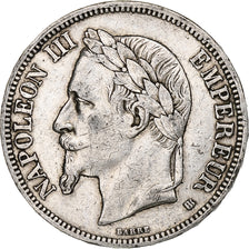 France, 5 Francs, Napoléon III, 1867, Strasbourg, Silver, EF(40-45), KM:799.2