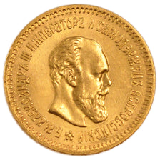 Russia, 5 Roubles, 1888, Saint-Petersburg, AU(55-58), Gold, 6.40