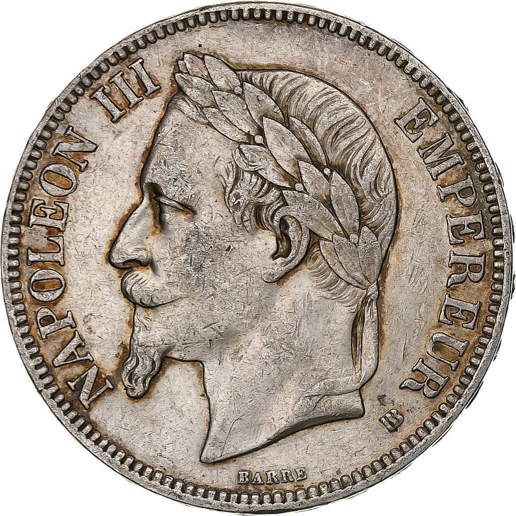 France, Napoleon III, 5 Francs, 1868, Strasbourg, Silver, EF(40-45), Gadoury:739