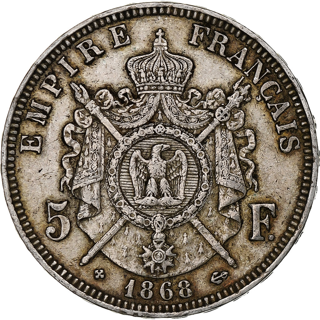 France, Napoleon III, 5 Francs, 1868, Strasbourg, Silver, EF(40-45), Gadoury:739