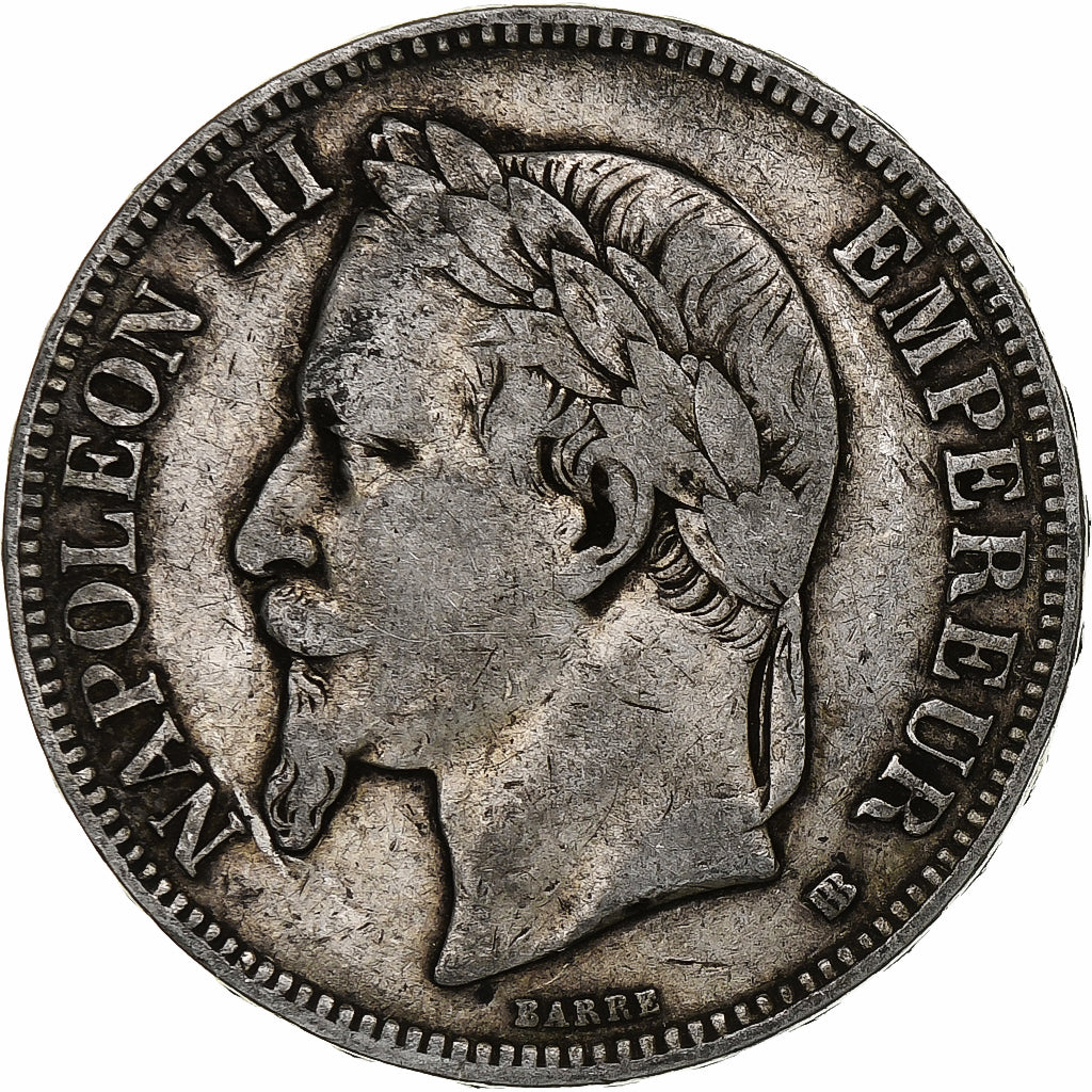 France, Napoleon III, 5 Francs, 1869, Strasbourg, Silver, VF(20-25)
