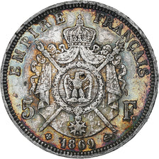 France, Napoléon III, 5 Francs, 1869, Strasbourg, Argent, TTB, Gadoury:739