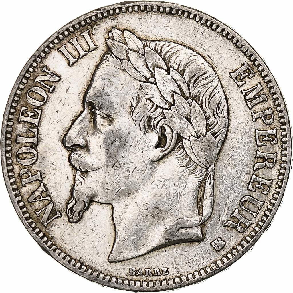 France, Napoleon III, 5 Francs, 1869, Strasbourg, Silver, VF(30-35)