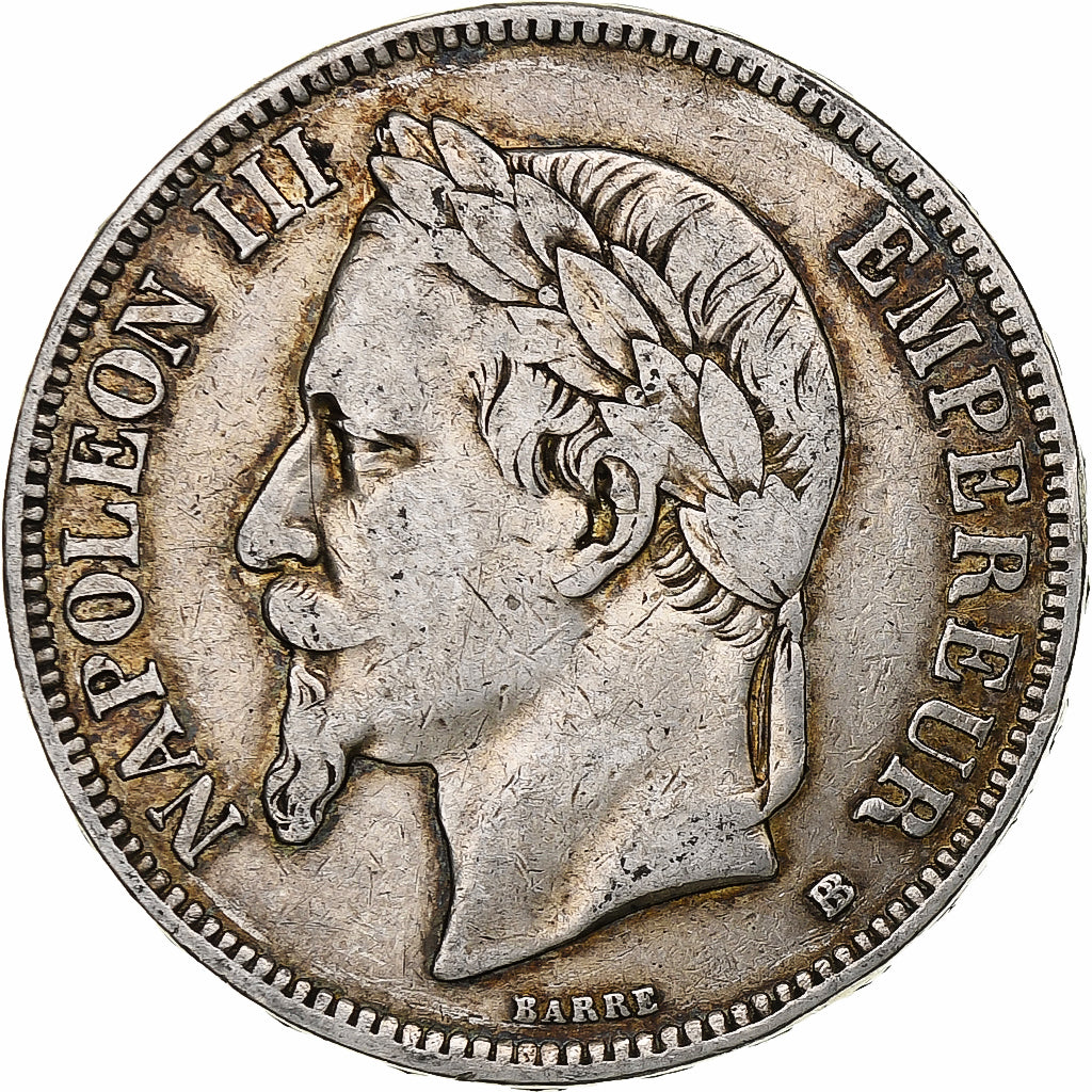 France, Napoleon III, 5 Francs, 1870, Strasbourg, Silver, VF(20-25)