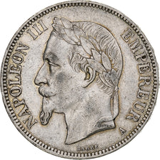 Francia, Napoleon III, 5 Francs, 1867, Paris, Argento, BB, KM:799.1