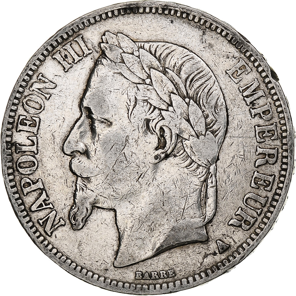 France, Napoleon III, 5 Francs, 1867, Paris, Silver, VF(30-35), KM:799.1