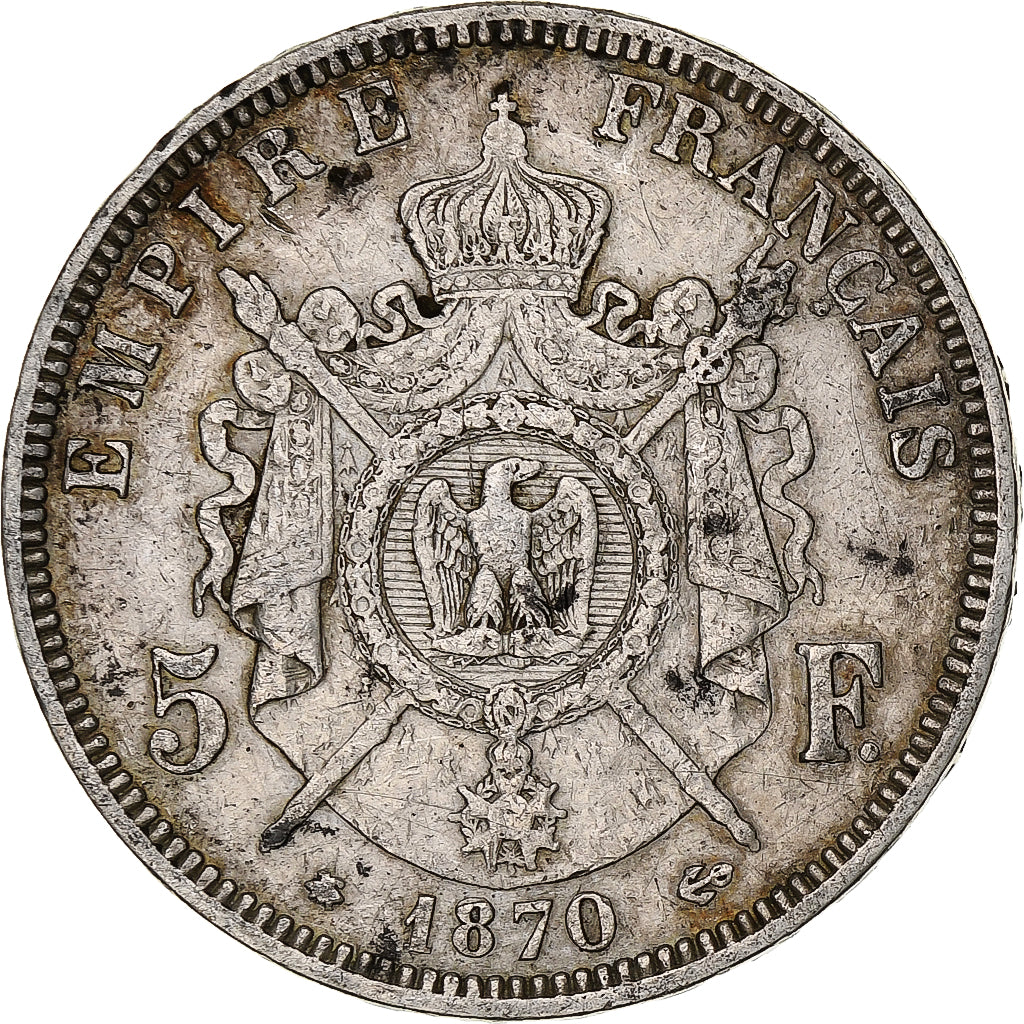 Frankreich, Napoleon III, 5 Francs, 1870, Paris, Silber, S, Gadoury:739