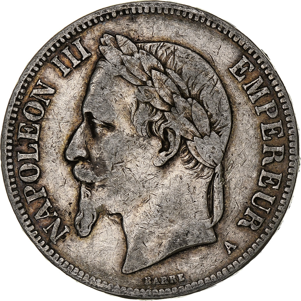 Francia, Napoleon III, 5 Francs, 1870, Paris, Argento, MB, Gadoury:739, KM:799.1