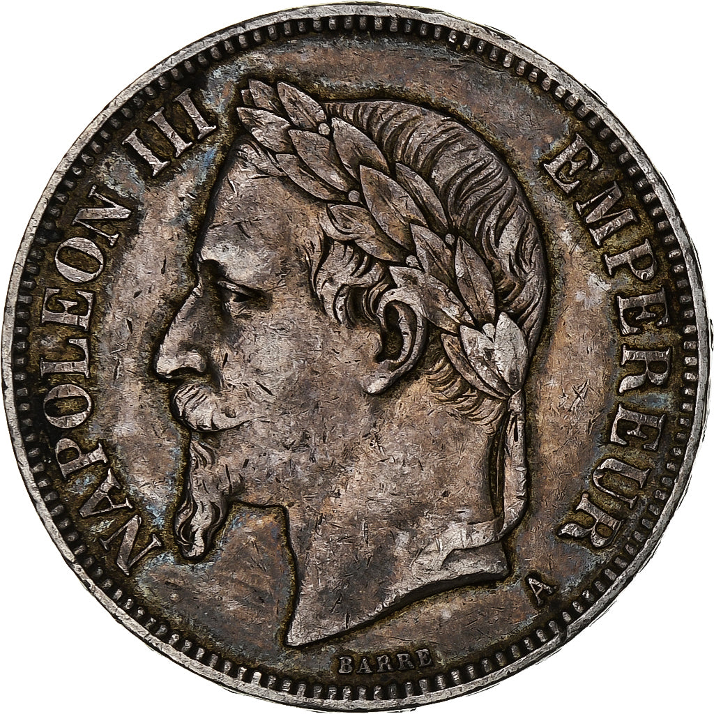 Francia, Napoleon III, 5 Francs, 1870, Paris, Argento, MB+, Gadoury:739