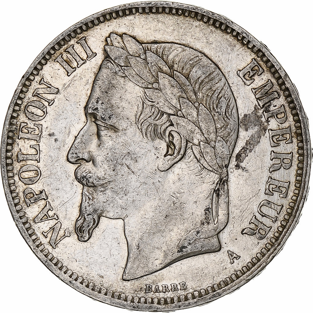Francia, Napoleon III, 5 Francs, 1870, Paris, Plata, MBC, Gadoury:739, KM:799.1