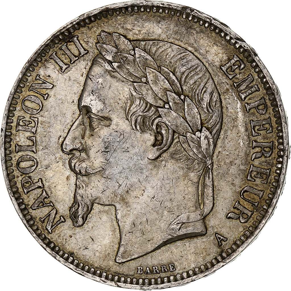 Francia, Napoleon III, 5 Francs, 1870, Paris, Plata, MBC, Gadoury:739, KM:799.1