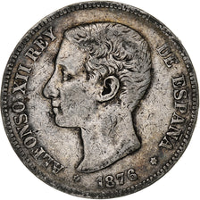 Spain, Alfonso XII, 5 Pesetas, 1876, Silver, VF(20-25), KM:671