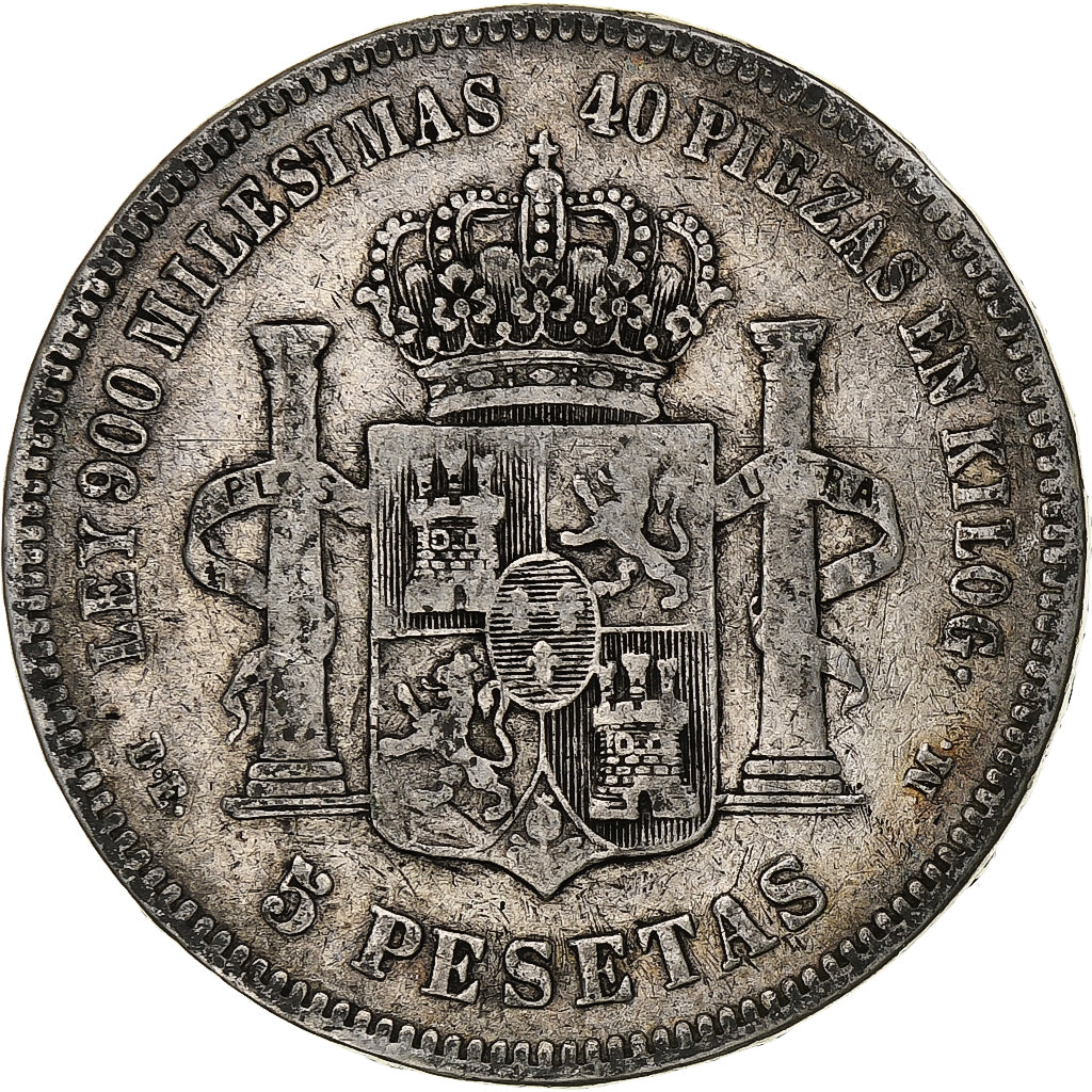 Spain, Alfonso XII, 5 Pesetas, 1876, Silver, VF(20-25), KM:671