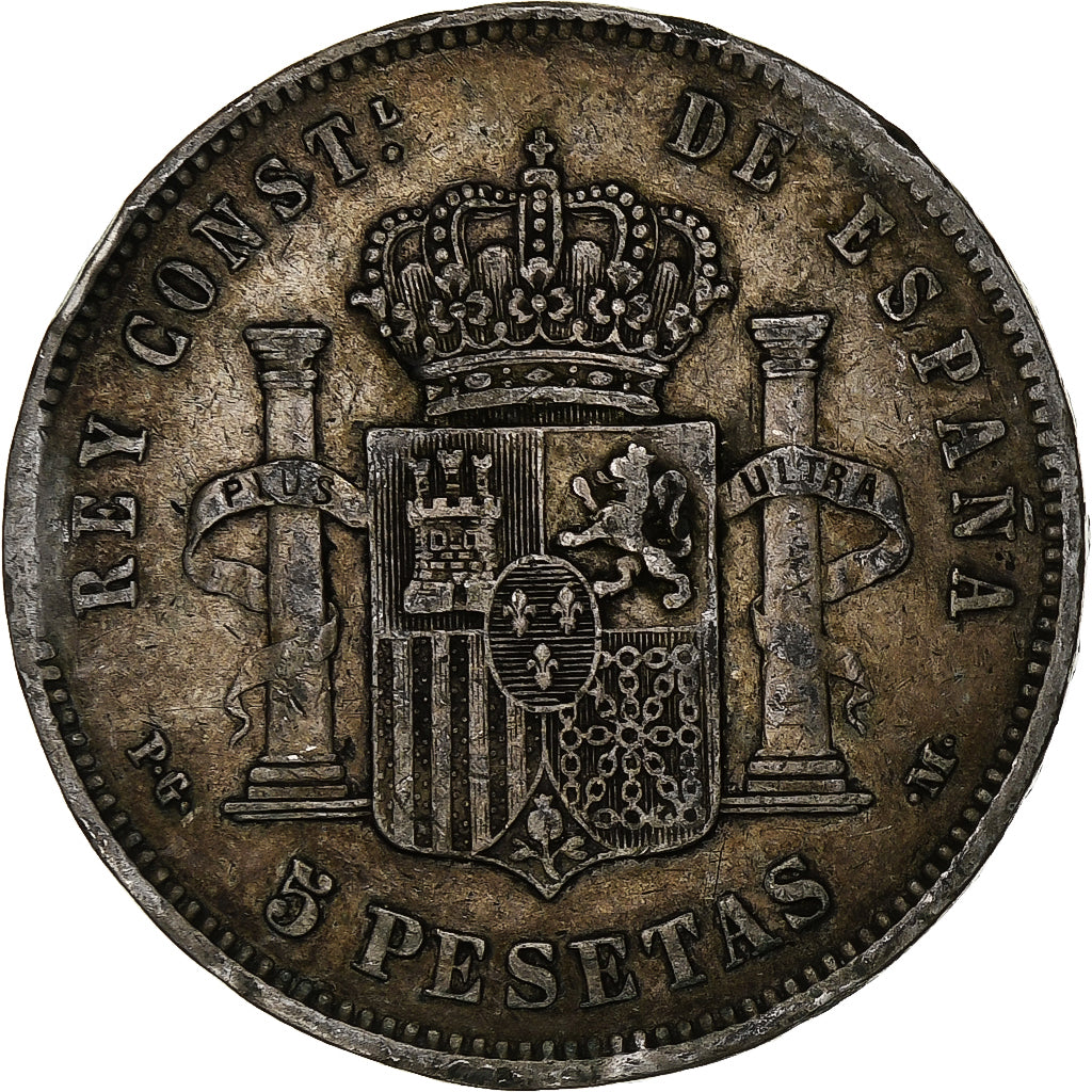 Spain, Alfonso XIII, 5 Pesetas, 1891, Madrid, Silver, VF(20-25), KM:689