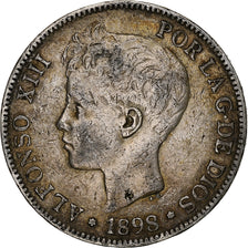 Spain, Alfonso XIII, 5 Pesetas, 1898, Valencia, Silver, VF(30-35), KM:707