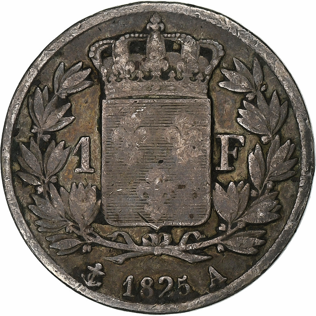France, Franc, Charles X, 1825, Paris, Silver, VF(20-25), Gadoury:450, KM:724.1