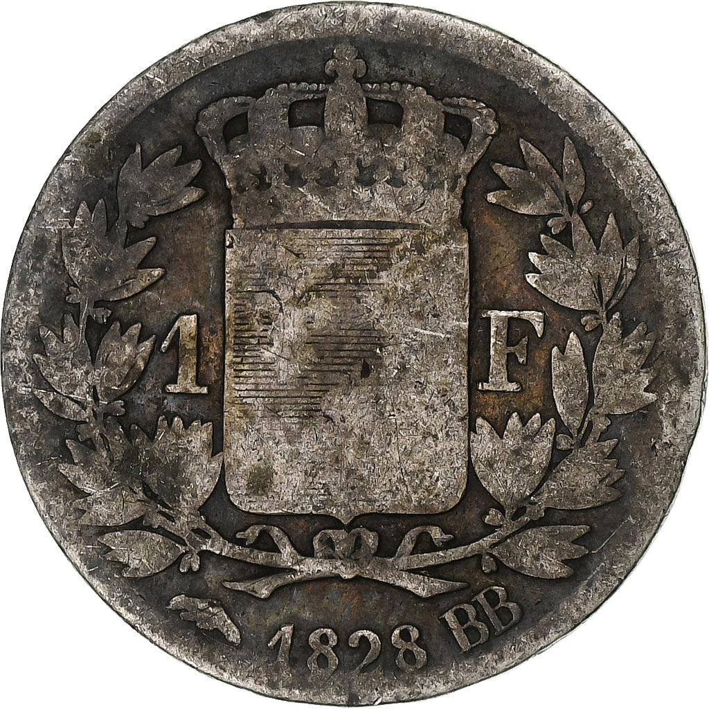Frankreich, Franc, Charles X, 1828, Strasbourg, Silber, SGE+, KM:724.3