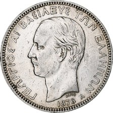 Greece, George I, 5 Drachmai, 1876, Paris, Silver, EF(40-45), KM:46