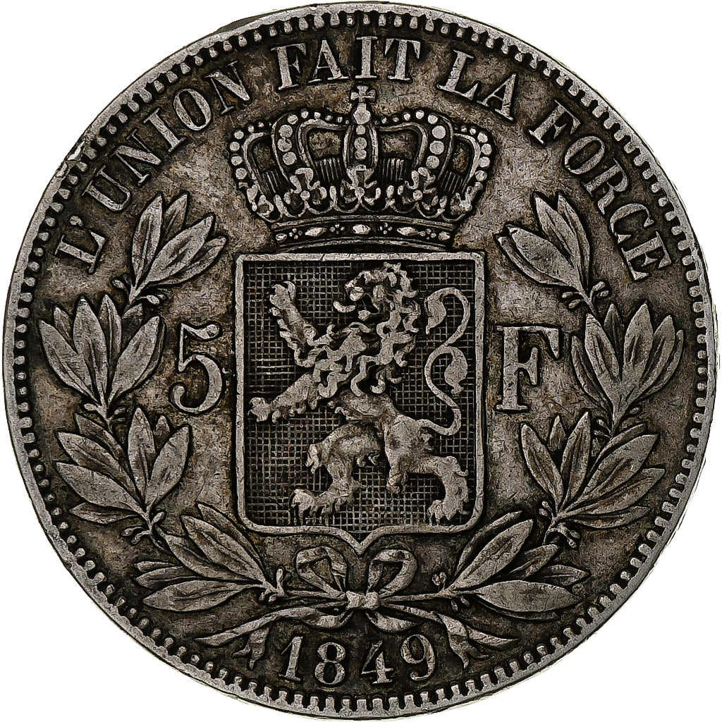 Belgium, Leopold I, 5 Francs, 5 Frank, 1849, Brussels, Silver, VF(30-35), KM:17