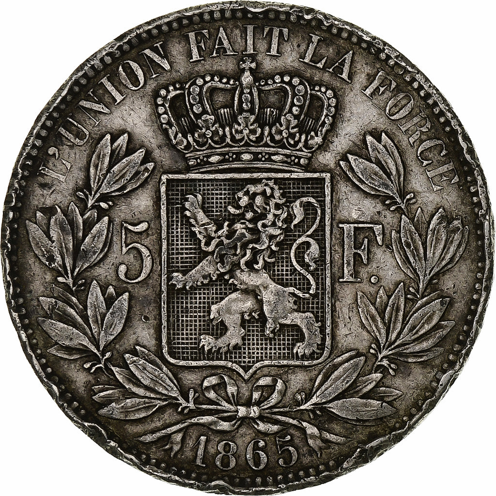 Belgium, Leopold I, 5 Francs, 5 Frank, 1865, Silver, F(12-15), KM:17