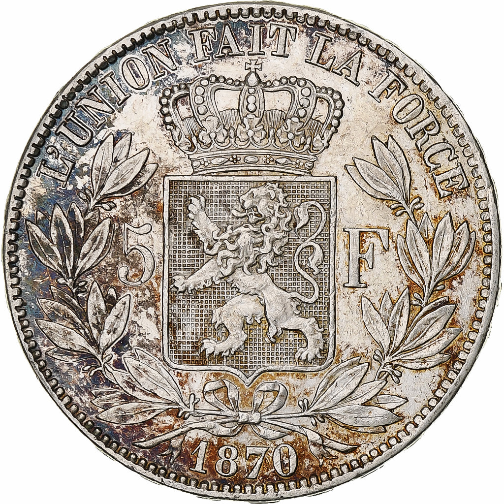 Belgium, Leopold II, 5 Francs, 5 Frank, 1870, Brussels, Silver, VF(30-35), KM:24