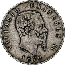 Italia, Vittorio Emanuele II, 5 Lire, 1870, Milan, Argento, MB+, KM:8.3