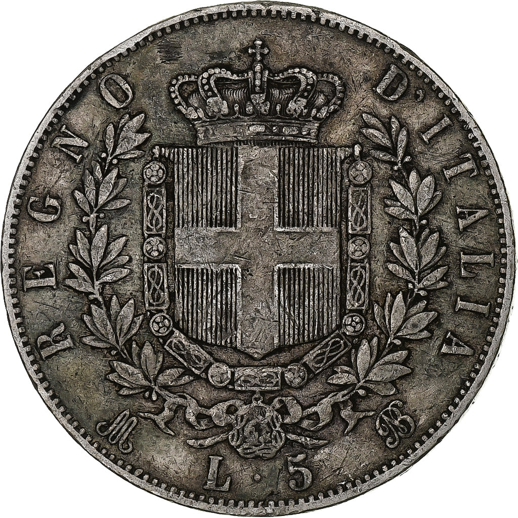 Italia, Vittorio Emanuele II, 5 Lire, 1870, Milan, Argento, MB+, KM:8.3