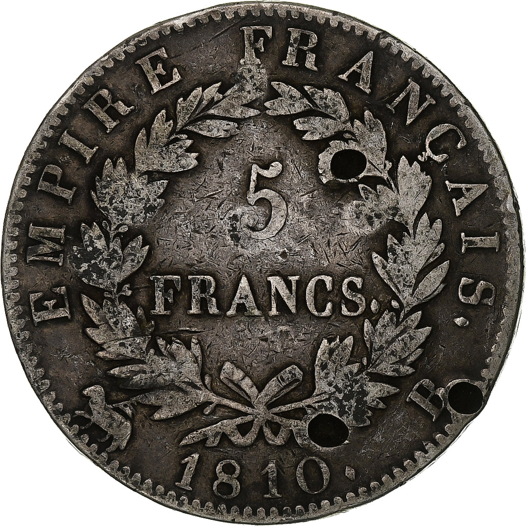 Frankreich, 5 Francs, Napoléon I, 1810, Rouen, Silber, SGE+, Gadoury:584