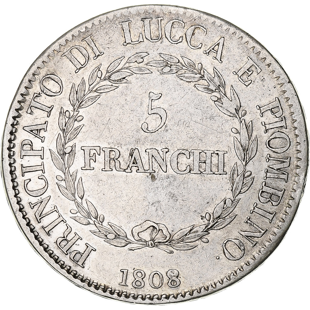 DEPARTAMENTY WŁOSKIE, Felix and Elisa, 5 Franchi, 1808/7, Firenze, Srebro