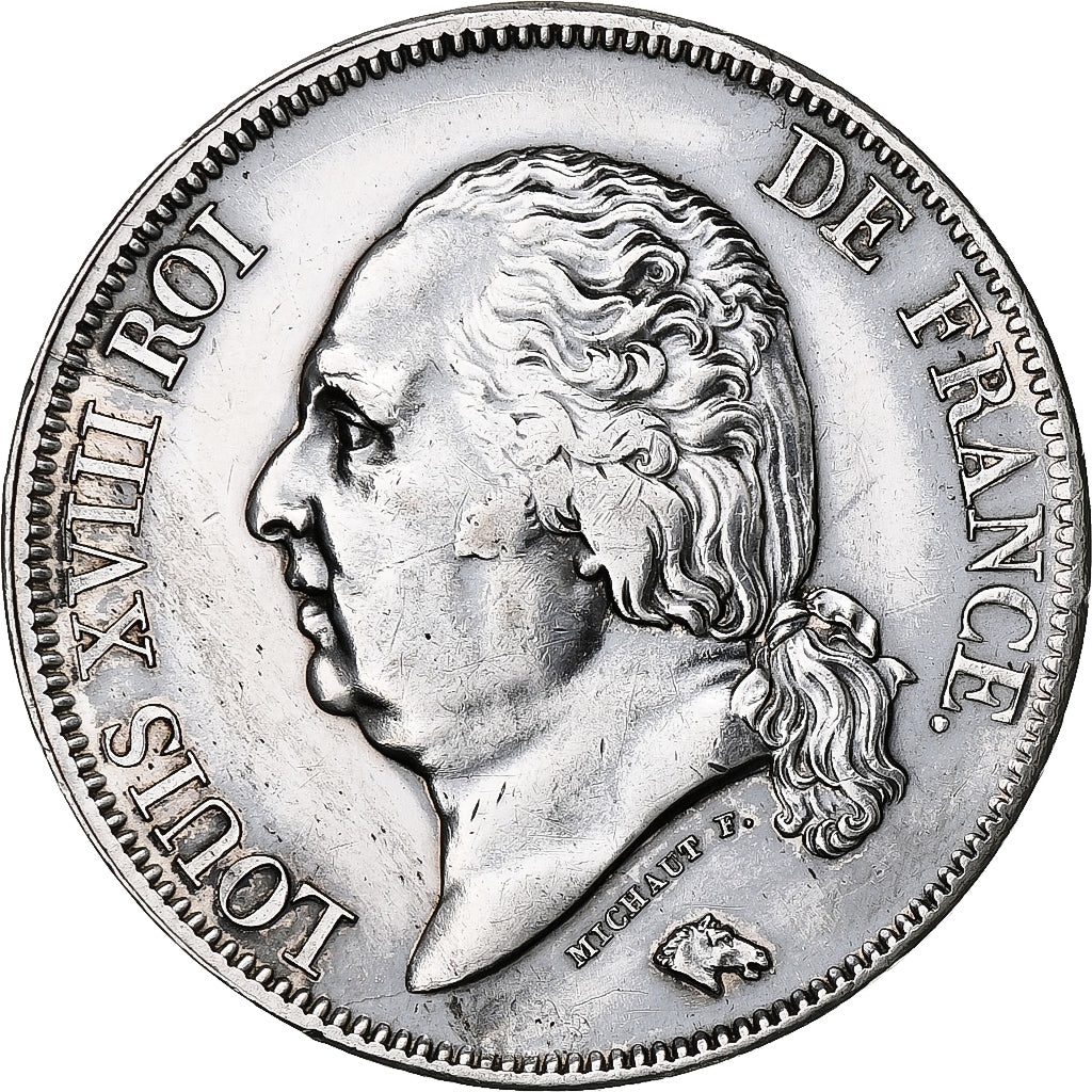 Francia, Louis XVIII, 5 Francs, 1822, Paris, Argento, BB, Gadoury:614, KM:711.1