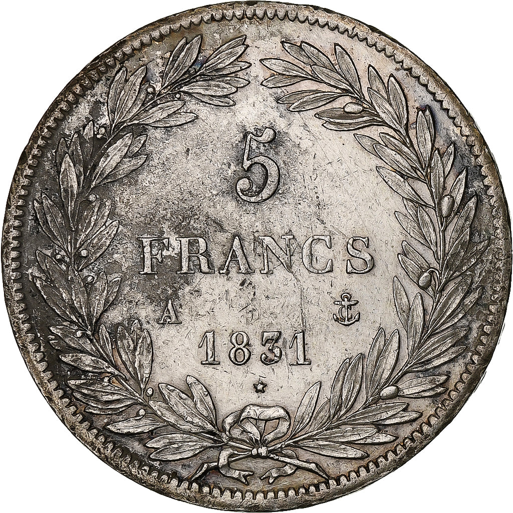 France, 5 Francs, Louis-Philippe, 1831, Paris, Silver, EF(40-45), Gadoury:676a