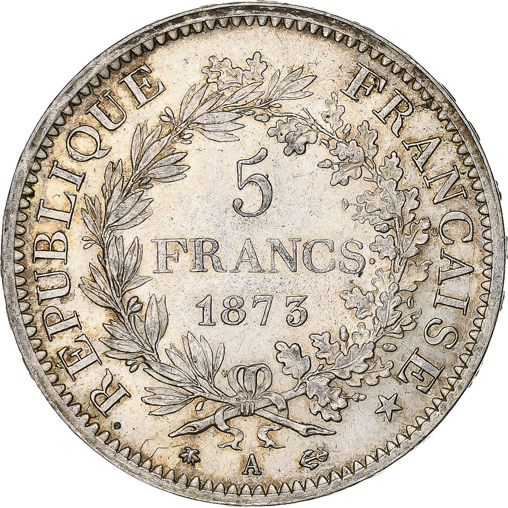 France, 5 Francs, Hercule, 1873, Paris, Silver, MS(63), Gadoury:745a, KM:820.1