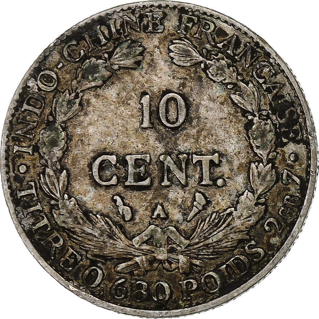 INDOCINA FRANCESE, 10 Cents, 1924, Paris, Argento, MB, KM:16.1