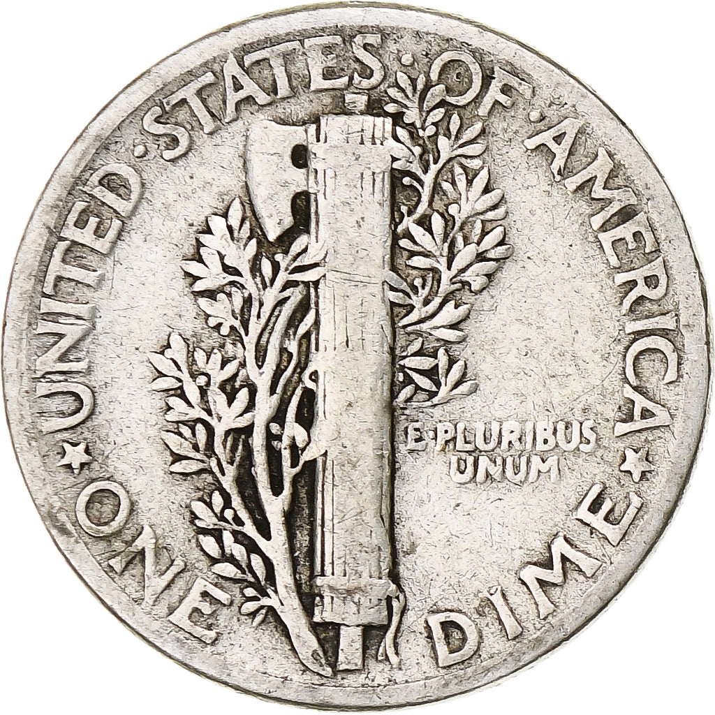 Stati Uniti, Dime, Mercury Dime, 1944, Philadelphia, Argento, MB+, KM:140