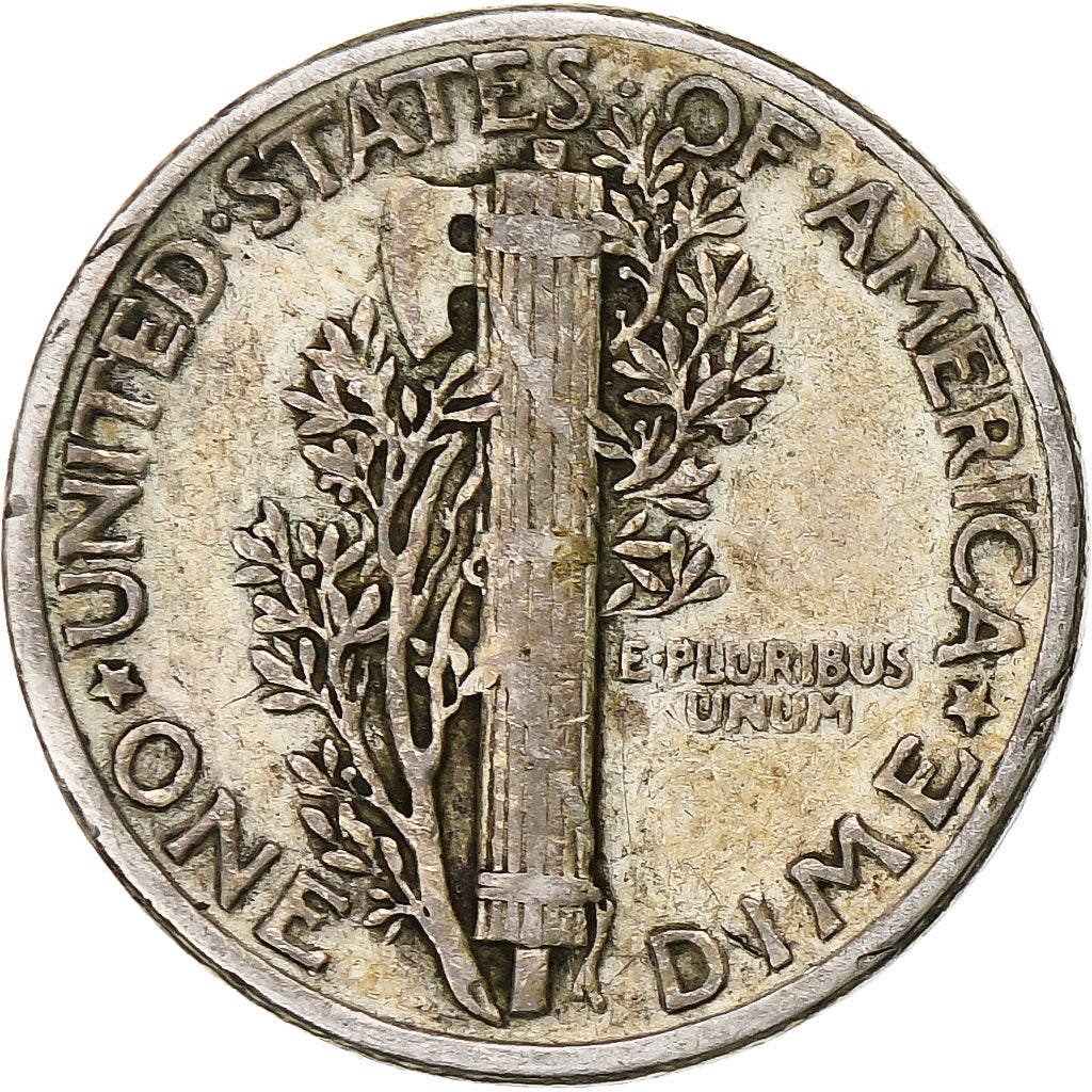 Stati Uniti, Dime, Mercury Dime, 1945, Philadelphia, Argento, BB, KM:140