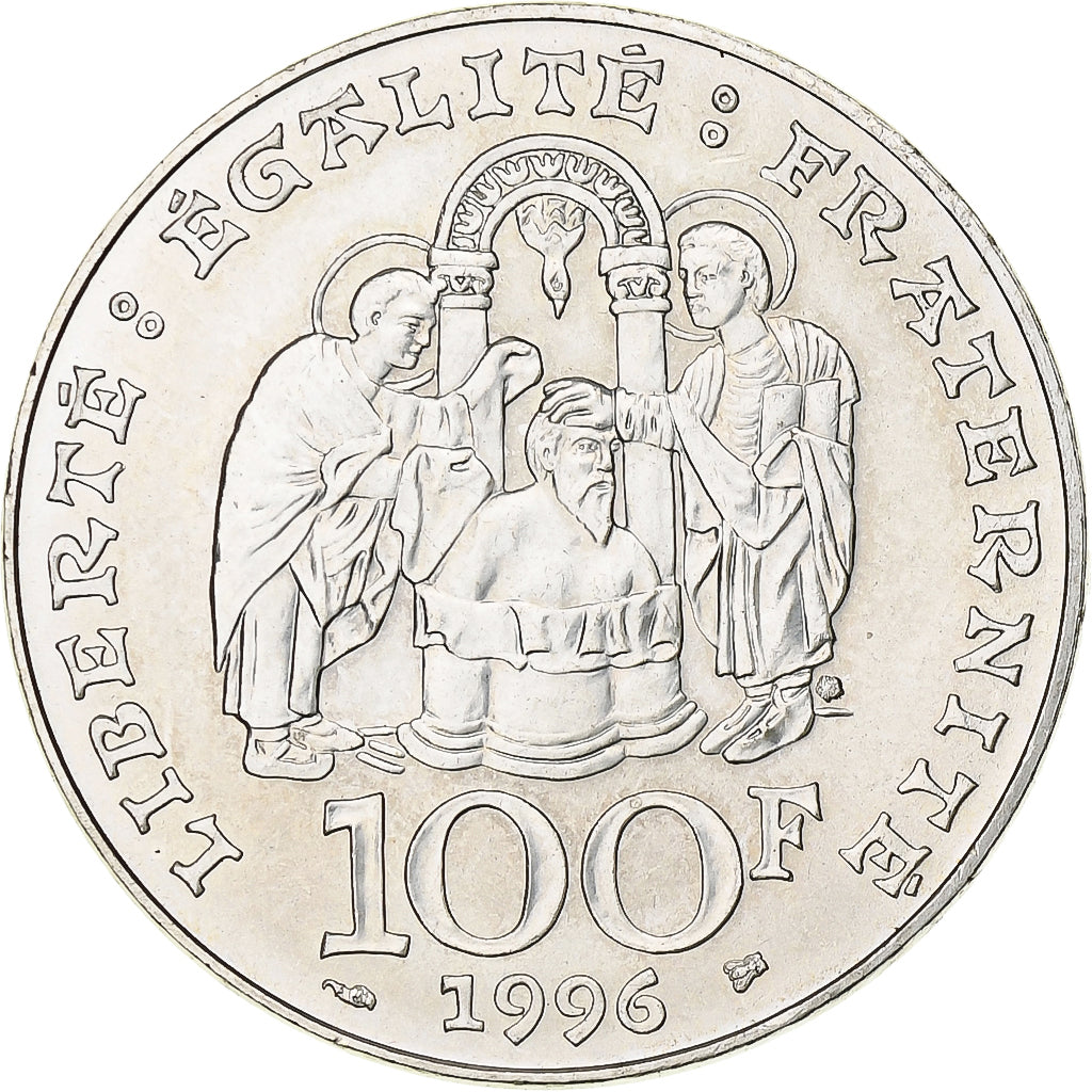 France, 100 Francs, Clovis, 1996, Silver, MS(63), Gadoury:953, KM:1180