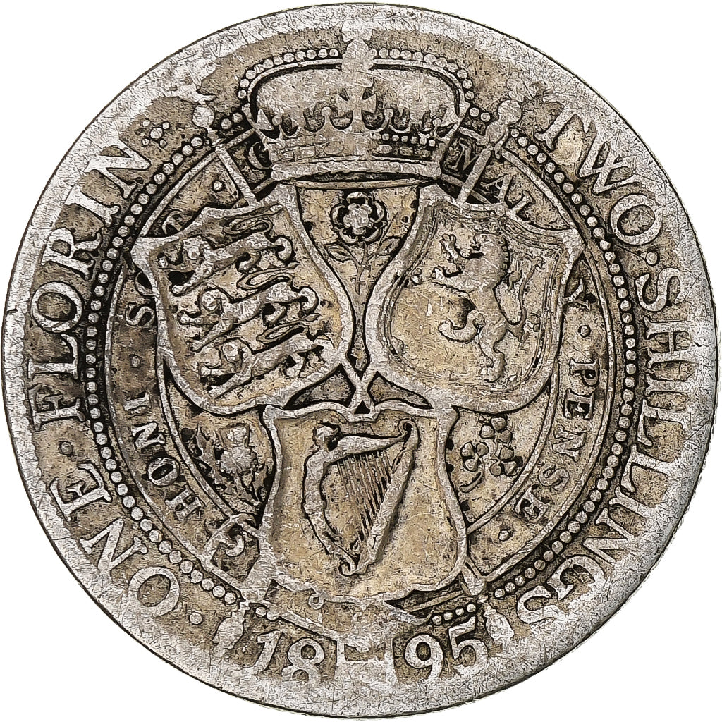 Gran Bretagna, Victoria, Florin, Two Shillings, 1895, Argento, MB, KM:781
