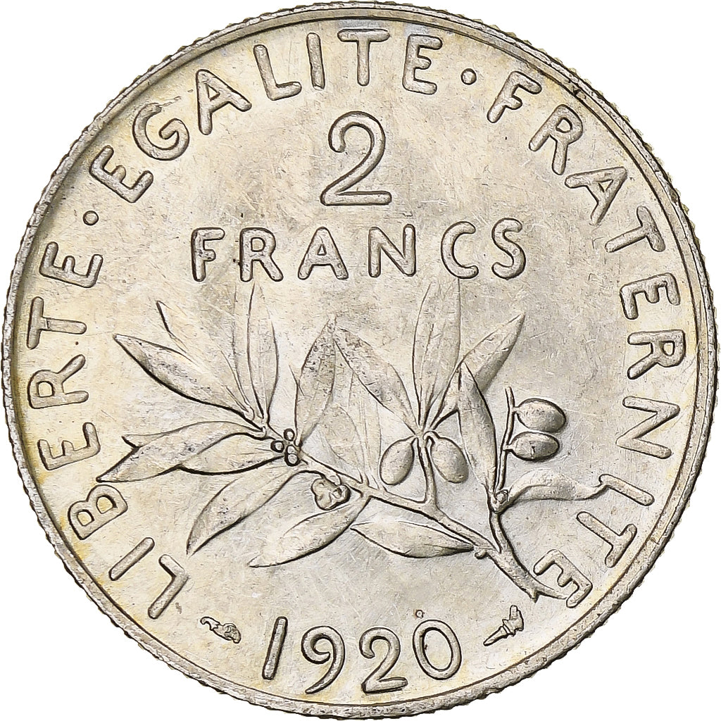 Francia, 2 Francs, Semeuse, 1920, Paris, Argento, SPL+, Gadoury:532, KM:845.1