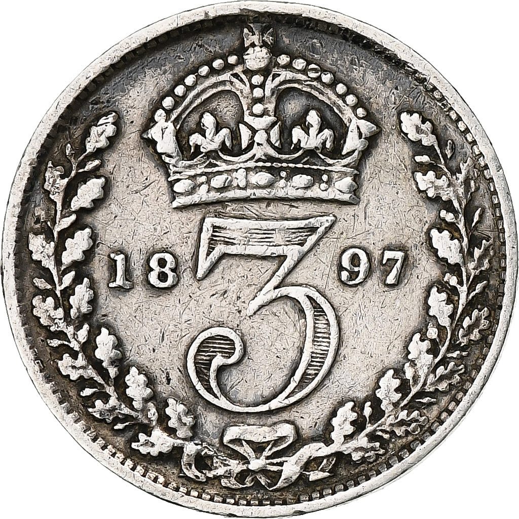 Great Britain, Victoria, 3 Pence, 1897, Silver, VF(30-35), KM:777