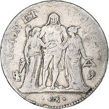 França, 5 Francs, Hercule, AN 4, Paris, Prata, F(12-15), Gadoury:563, KM:639.1