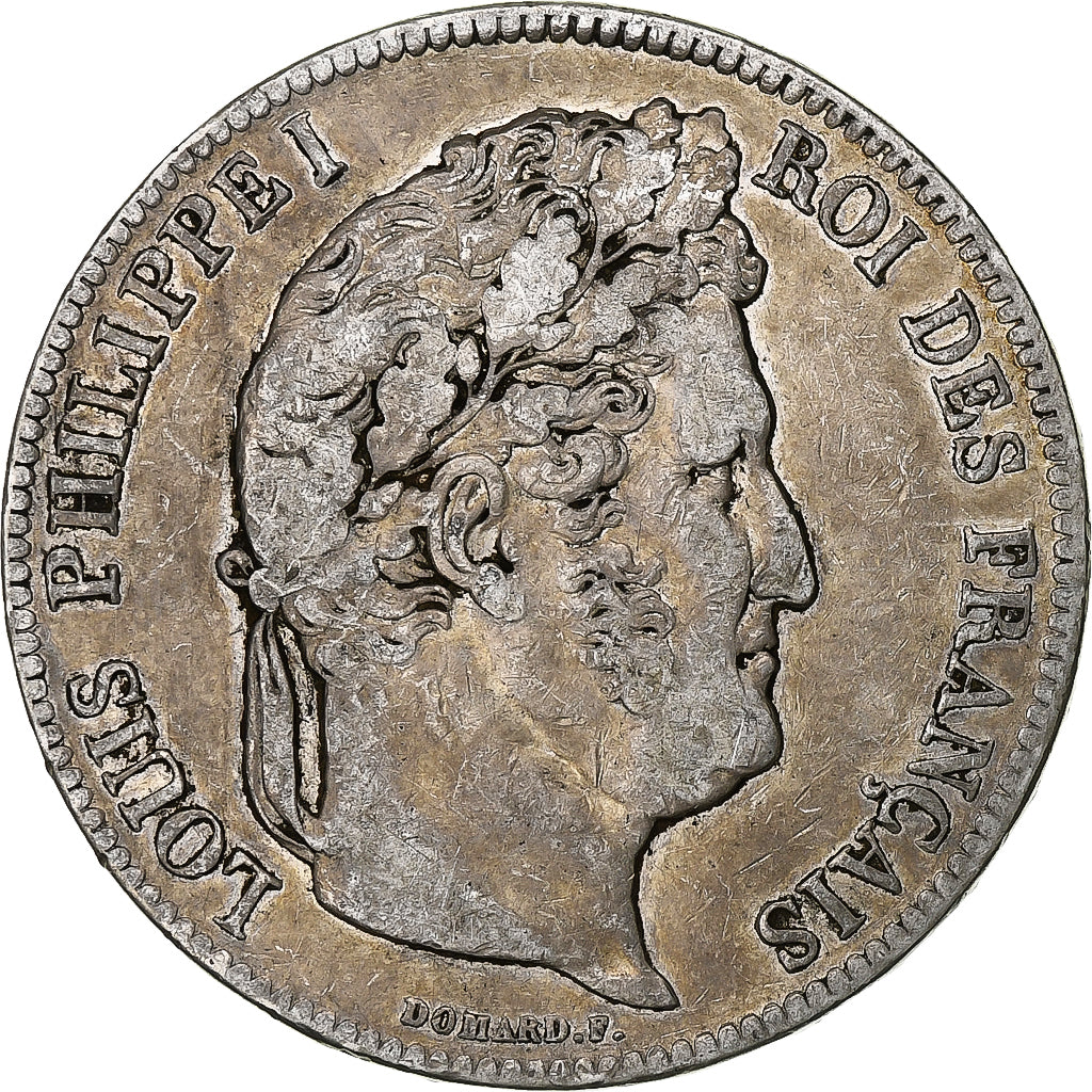 França, 5 Francs, Louis-Philippe, 1839, Paris, Prata, VF(20-25), Gadoury:678
