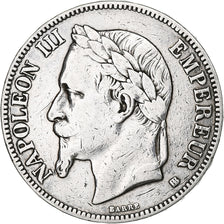 Francja, Napoleon III, 5 Francs, 1868, Strasbourg, Srebro, VF(30-35)