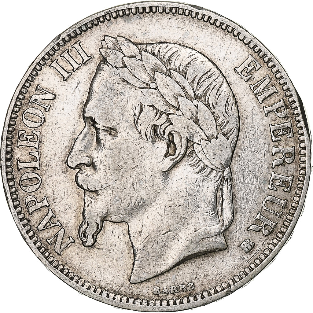 Francia, 5 Francs, Napoléon III, 1869, Strasbourg, Argento, MB, Gadoury:739