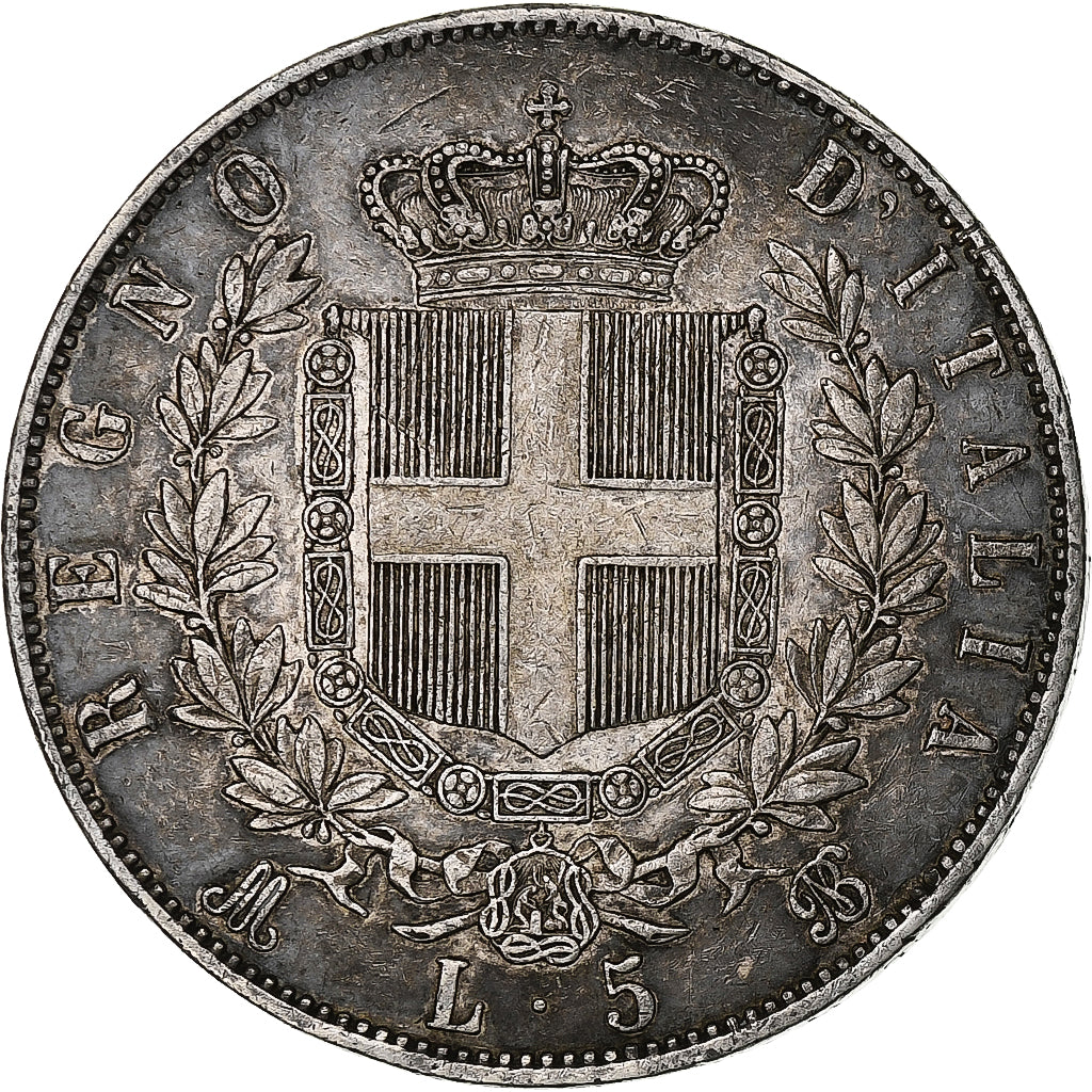 Italy, Vittorio Emanuele II, 5 Lire, 1869, Milan, Silver, VF(30-35), KM:8.3