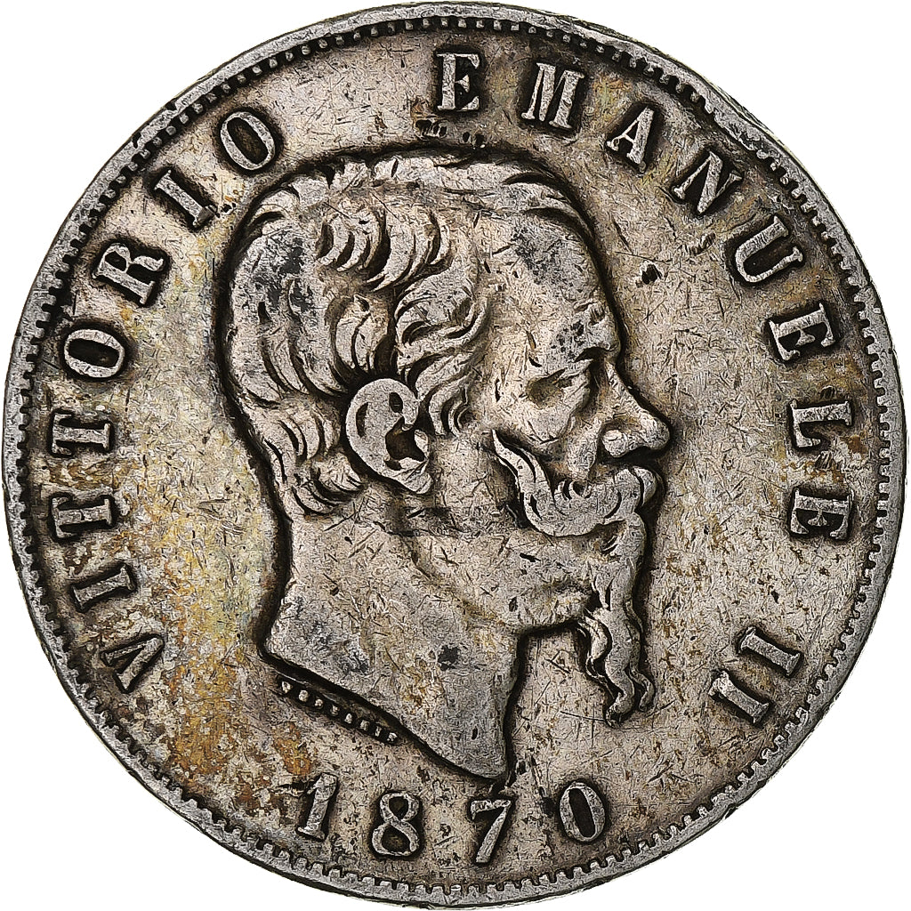 Italien, Vittorio Emanuele II, 5 Lire, 1870, Milan, Silber, S, KM:8.3