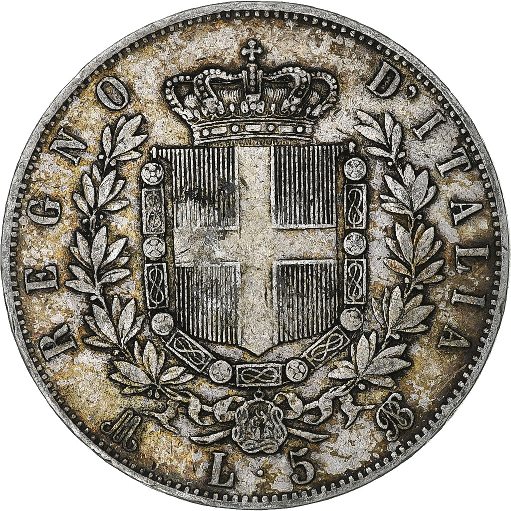 Italia, Vittorio Emanuele II, 5 Lire, 1870, Milan, Argento, MB, KM:8.3