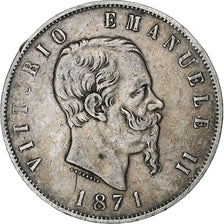 Italia, Vittorio Emanuele II, 5 Lire, 1871, Milan, Argento, MB, KM:8.3