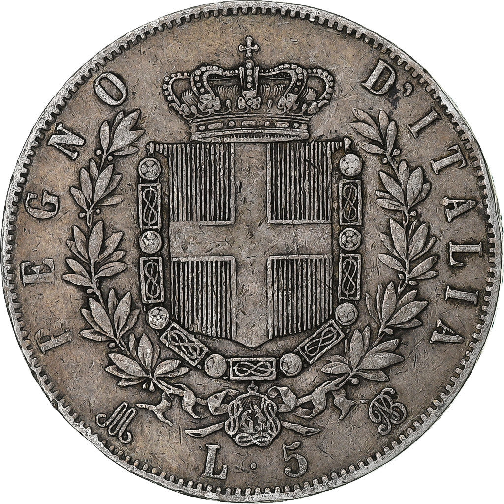 Italia, Vittorio Emanuele II, 5 Lire, 1871, Milan, Argento, MB, KM:8.3