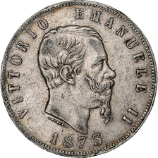 Italy, Vittorio Emanuele II, 5 Lire, 1873, Milan, Silver, VF(30-35), KM:8.3